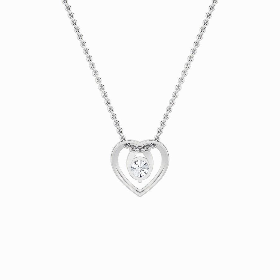 1Cttw Round Shaped Lab Grown Diamond (F/VS) HeartShaped Pendant in 14K Gold