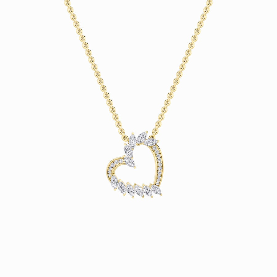 2.5Cttw Marquise Shaped Lab Grown Diamond (F/VS) Heart Shaped Pendant in 14K Gold