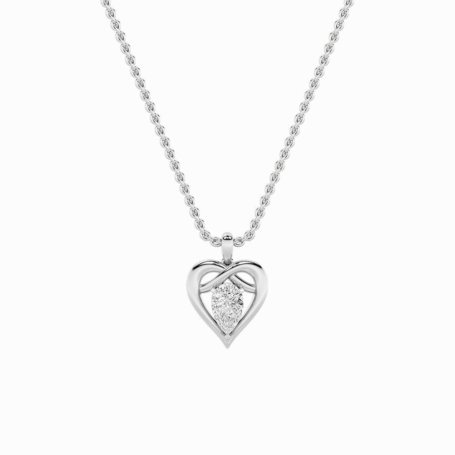 2Cttw Pear Shaped Lab Grown Diamond (F/VS) Heart Shaped Pendant in 14K Gold