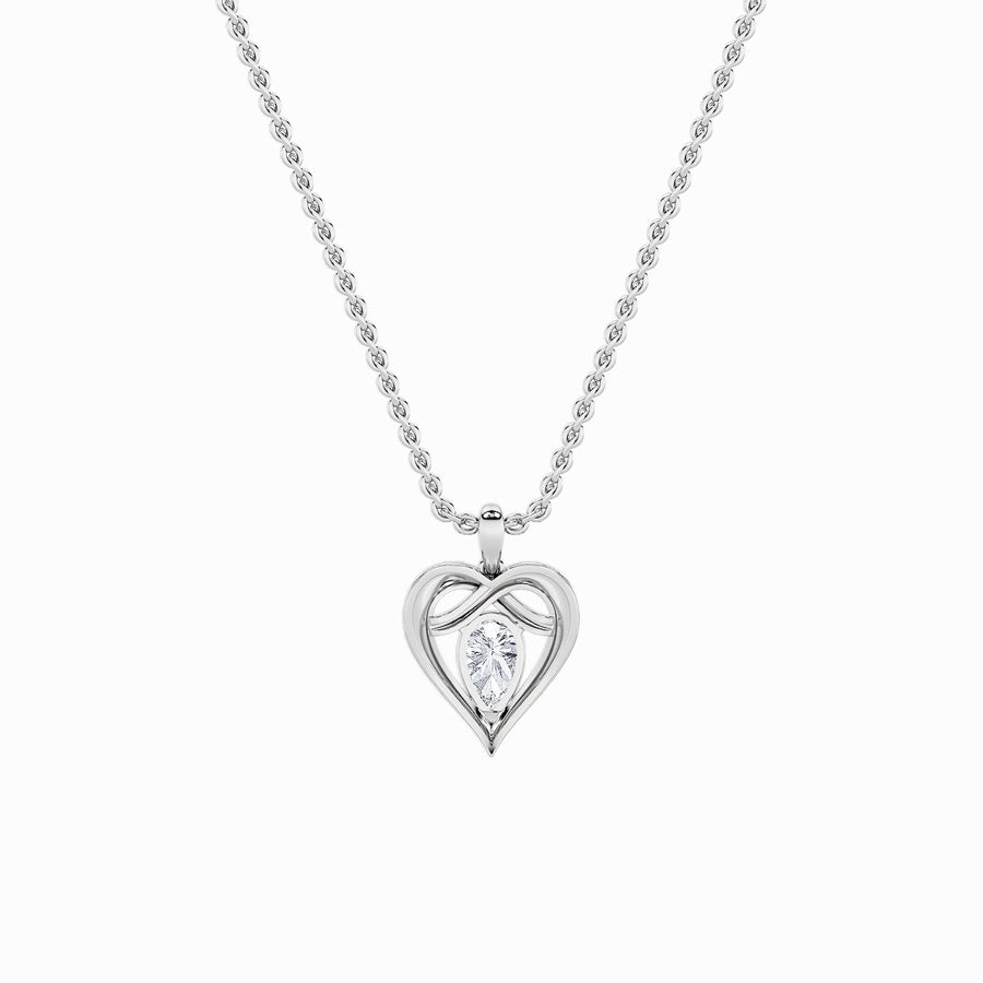 2Cttw Pear Shaped Lab Grown Diamond (F/VS) Heart Shaped Pendant in 14K Gold