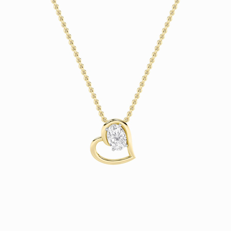 2Cttw Oval Shaped Lab Grown Diamond (F/VS) Heart Shaped Pendant in 14K Gold