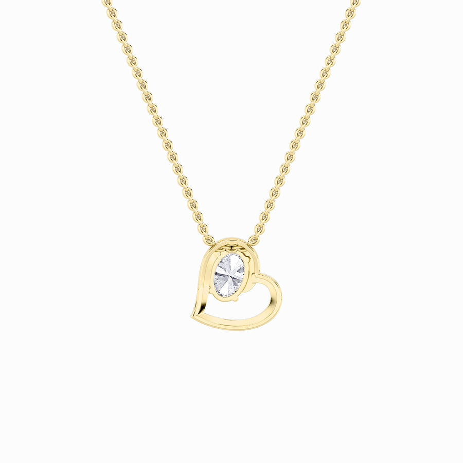 2Cttw Oval Shaped Lab Grown Diamond (F/VS) Heart Shaped Pendant in 14K Gold