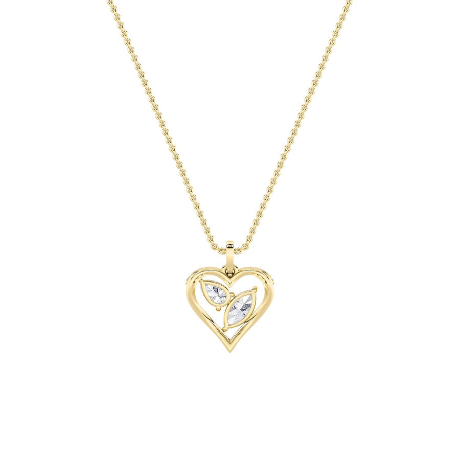 2.5Cttw Marquise Shaped Lab Grown Diamond (F/VS) Heart Shaped Pendant in 14K Gold