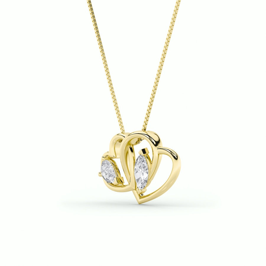 2Cttw Marquise Shaped Lab Grown Diamond (F/VS) Heart Shaped Pendant in 14K Gold