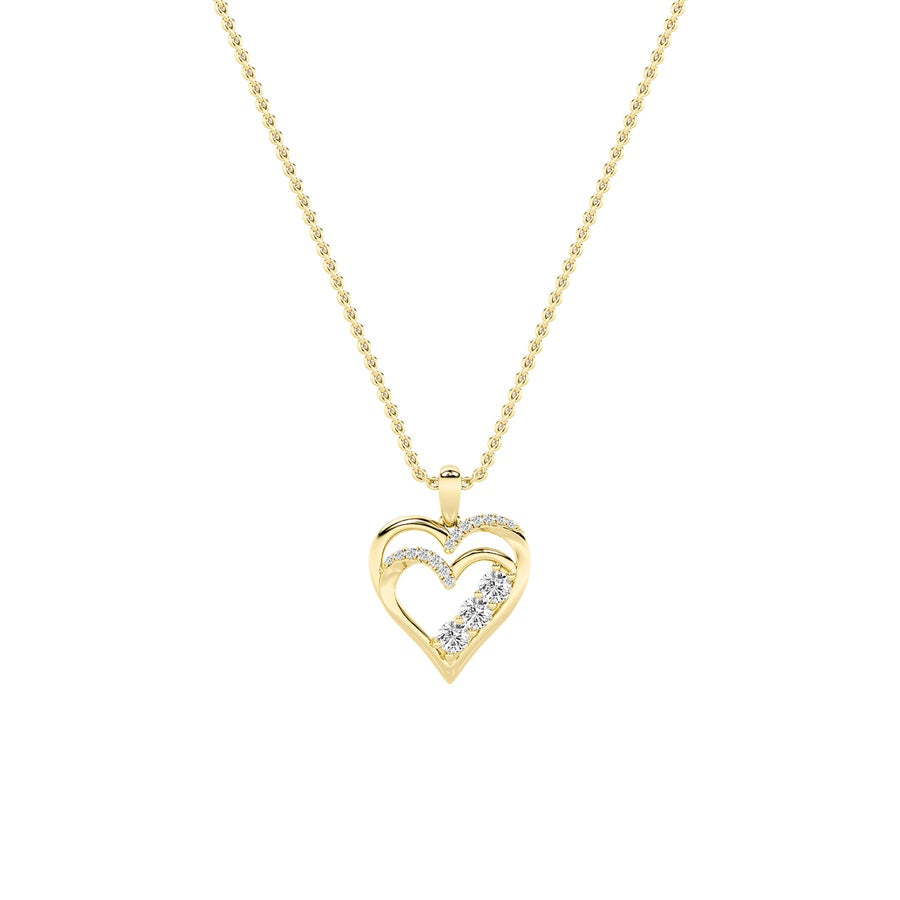 1Cttw Round Shaped Lab Grown Diamond (F/VS) HeartShaped Pendant in 14K Gold