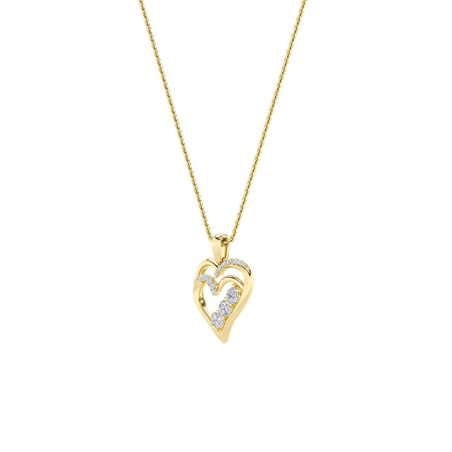 1Cttw Round Shaped Lab Grown Diamond (F/VS) HeartShaped Pendant in 14K Gold