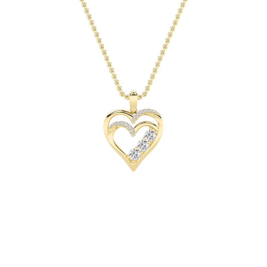 1Cttw Round Shaped Lab Grown Diamond (F/VS) HeartShaped Pendant in 14K Gold