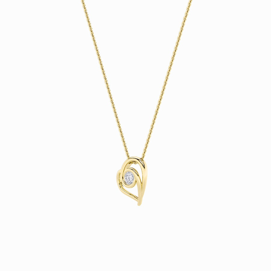 1Cttw Round Shaped Lab Grown Diamond (F/VS) HeartShaped Pendant in 14K Gold