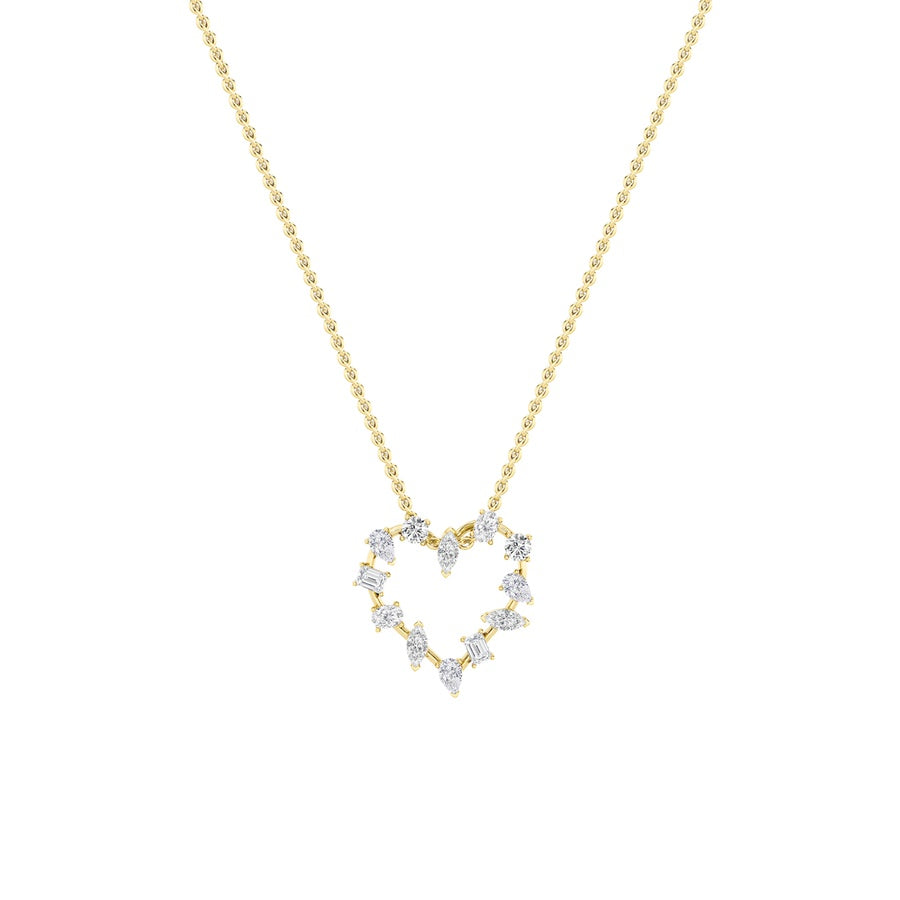 2.5Cttw Emerald Shaped Lab Grown Diamond (F/VS) Heart Shaped Pendant in 14K Gold