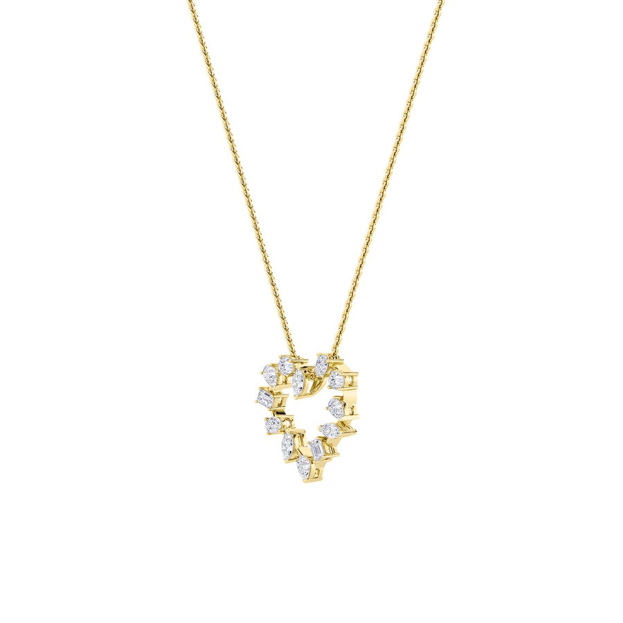 2.5Cttw Emerald Shaped Lab Grown Diamond (F/VS) Heart Shaped Pendant in 14K Gold