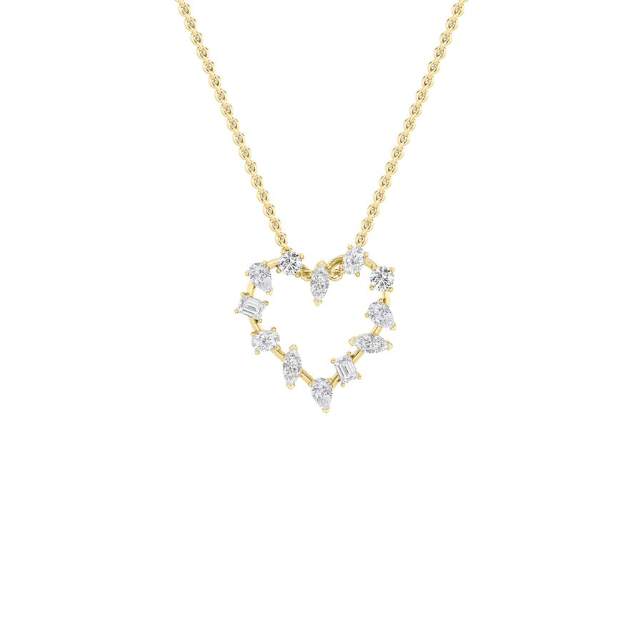 2.5Cttw Emerald Shaped Lab Grown Diamond (F/VS) Heart Shaped Pendant in 14K Gold