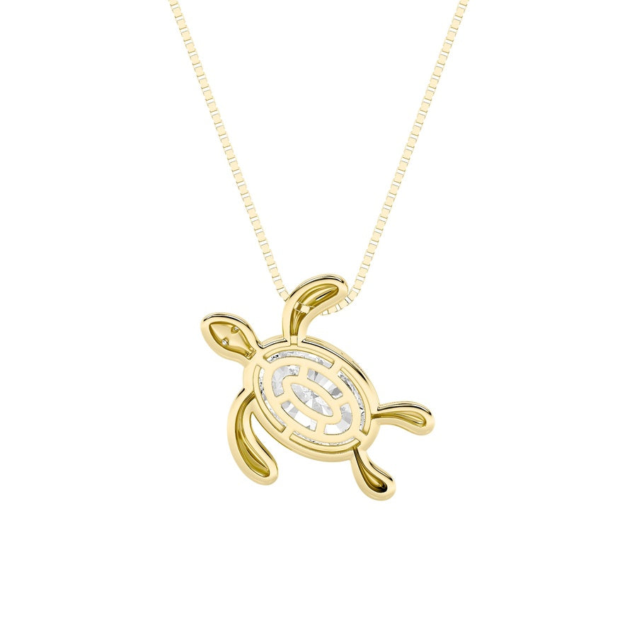 1.5Cttw Oval Shaped Lab Grown Diamond (F/VS) BezelSet Turtle Pendant in 14K Gold
