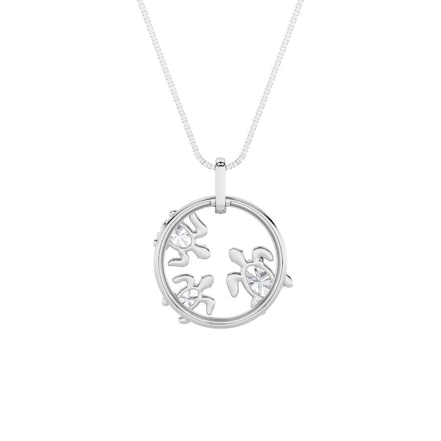 2Cttw Oval Shaped Lab Grown Diamond (F/VS) Baby Turtle Pendant in 14K Gold