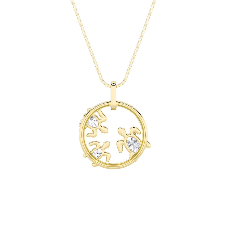 2Cttw Oval Shaped Lab Grown Diamond (F/VS) Baby Turtle Pendant in 14K Gold