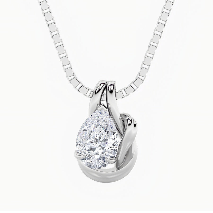 2Cttw Pear Shaped Lab Grown Diamond (F/VS) Knot Pendant in 14K Gold