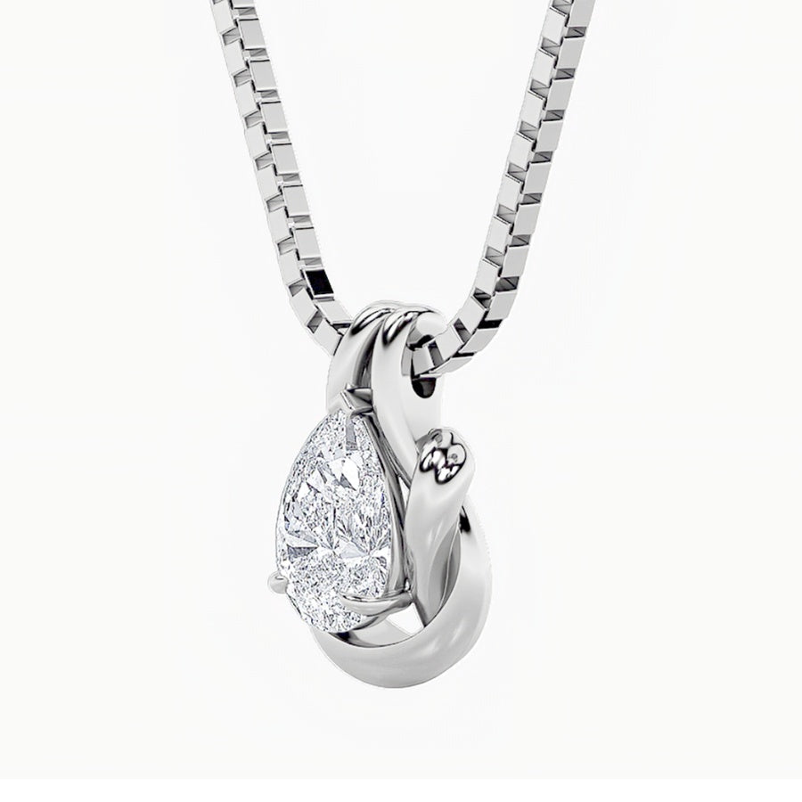 2Cttw Pear Shaped Lab Grown Diamond (F/VS) Knot Pendant in 14K Gold
