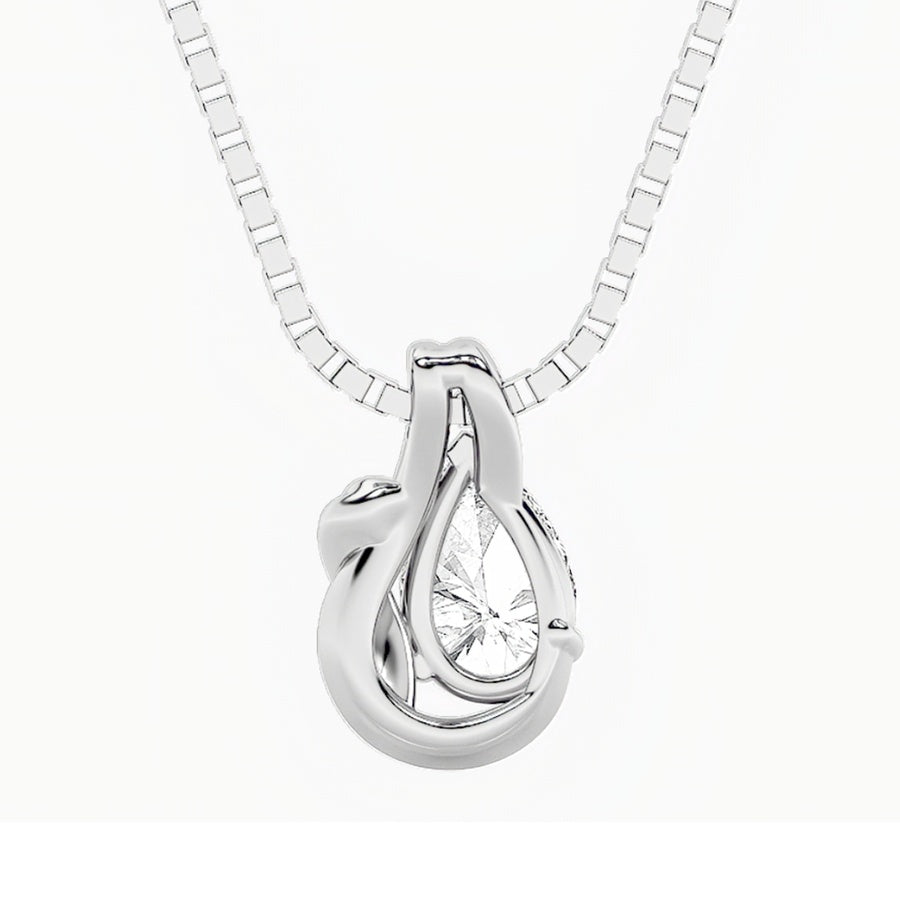 2Cttw Pear Shaped Lab Grown Diamond (F/VS) Knot Pendant in 14K Gold
