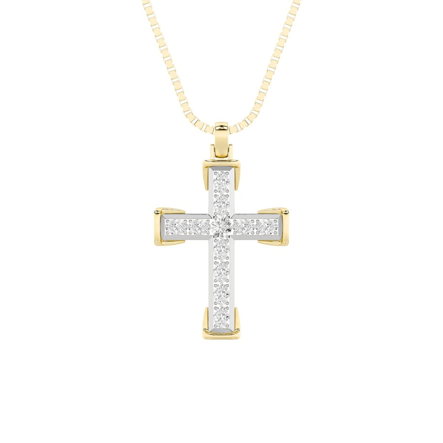 Round Shape Cross Pendant lab grown diamond