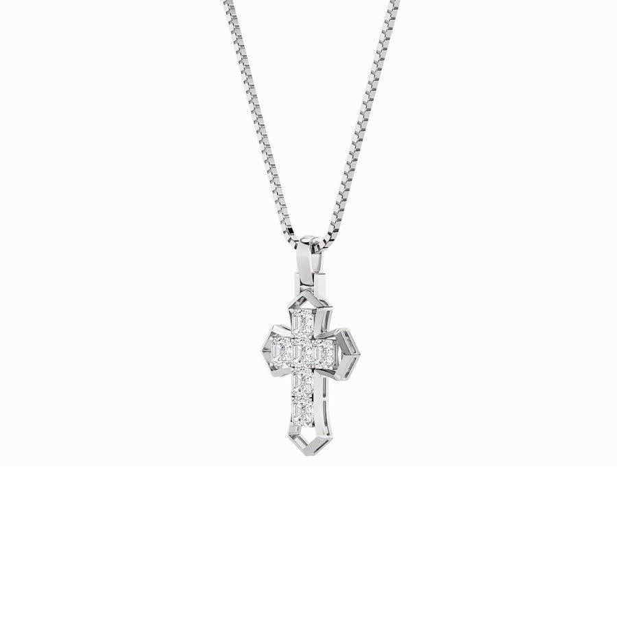 6Cttw Asscher Shaped Lab Grown Diamond (F/VS) Cross Pendant in 14K Gold