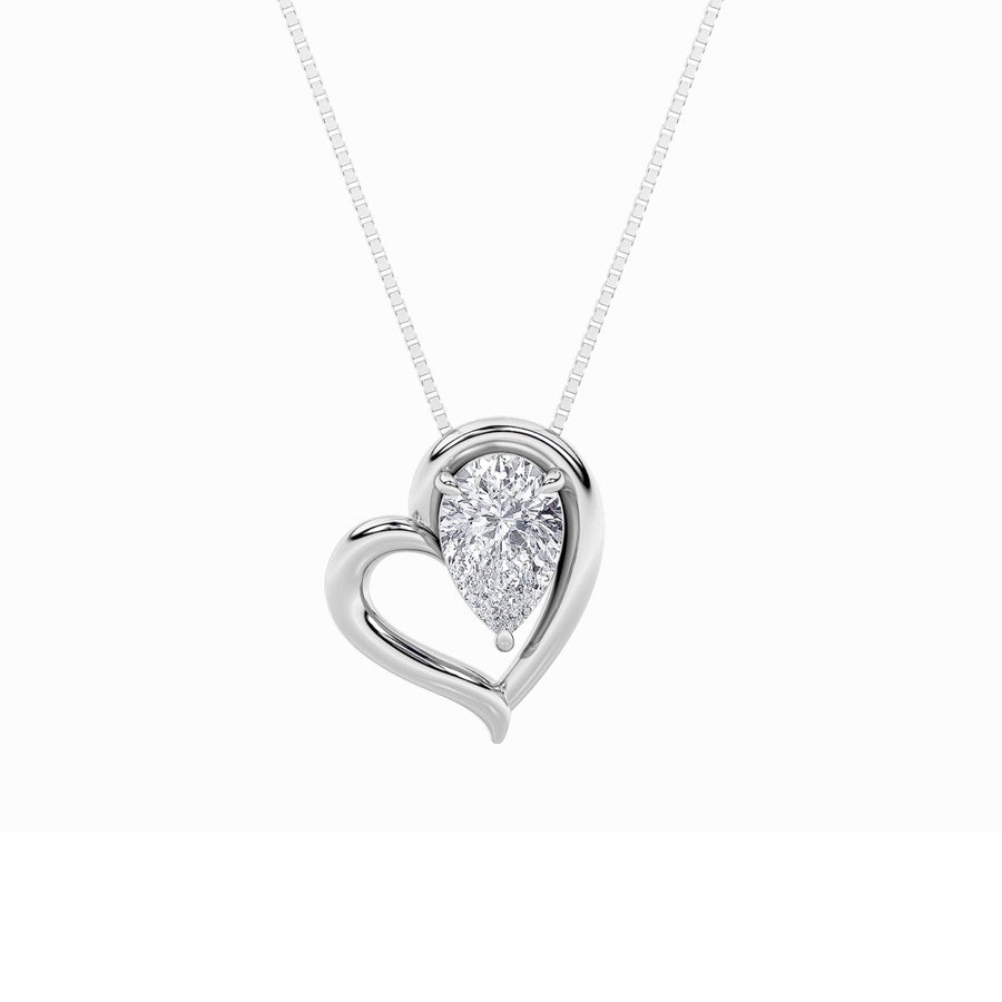 0.5Cttw Pear Shaped Lab Grown Diamond (F/VS) HeartPendant in 14K White Gold