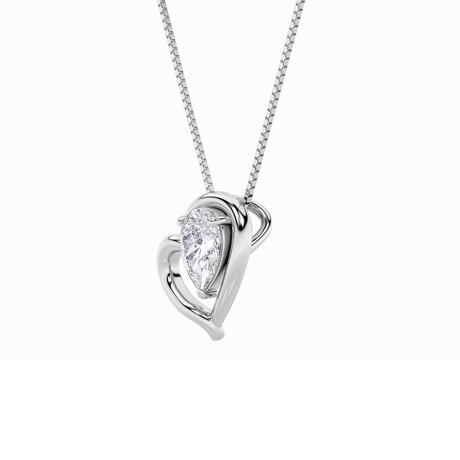 0.5Cttw Pear Shaped Lab Grown Diamond (F/VS) HeartPendant in 14K White Gold