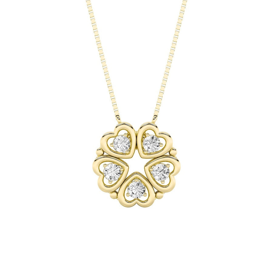 1Cttw Round Shaped Lab Grown Diamond (F/VS) HeartShaped Necklace in 14K Gold