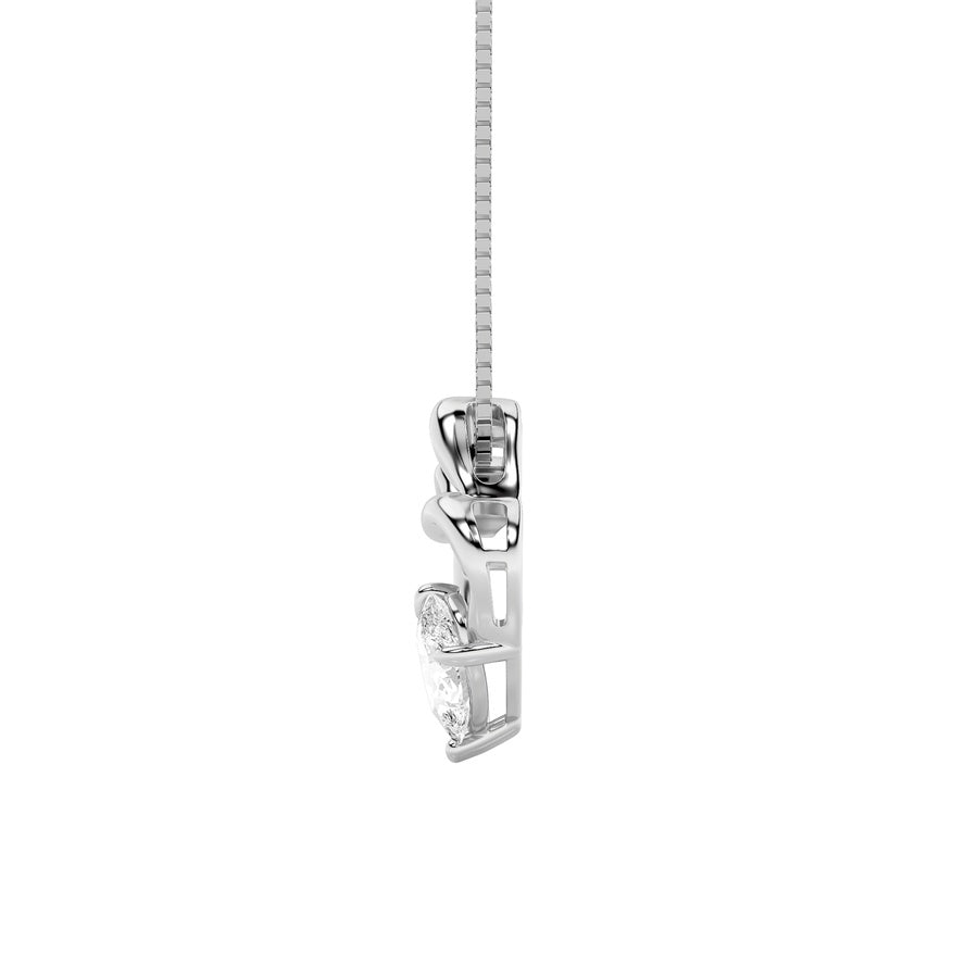 3Cttw Pear Shaped Lab Grown Diamond (F/VS) Mother& Child Heart Shaped Pendant in 14K Gold