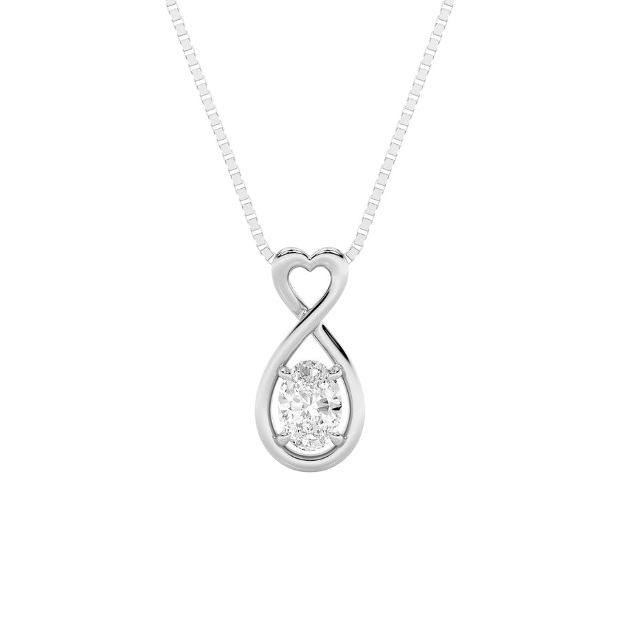 1Cttw Oval Shaped Lab Grown Diamond (G/VS) Fancy Solitaire Pendant in 14K Gold
