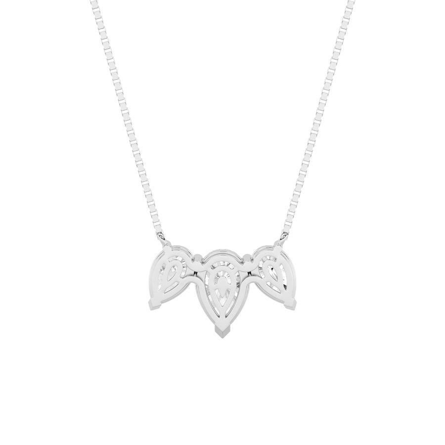 3Cttw Pear Shaped Lab Grown Diamond (F/VS) Three Stone Necklace in 14K Gold