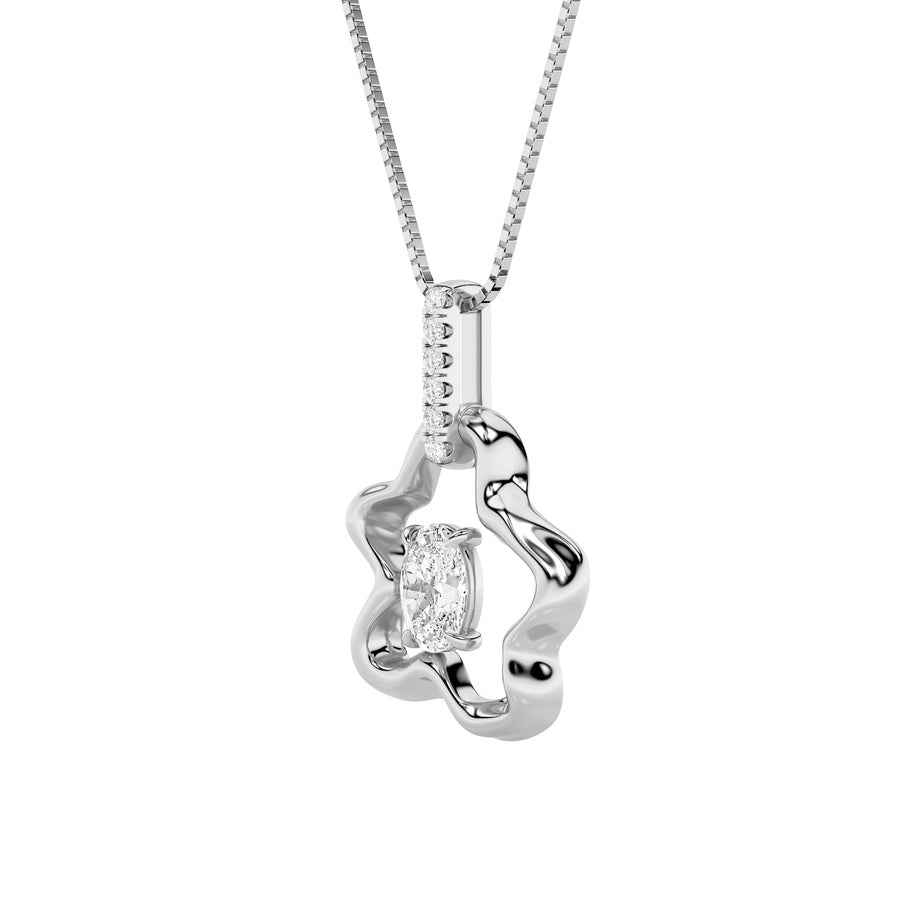 1Cttw Oval Shaped Lab Grown Diamond (F/VS) OrganicDesign Solitaire Pendant in 14K Gold