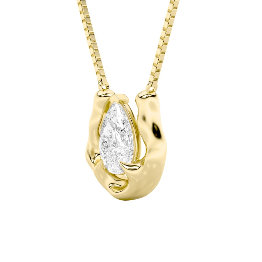 1Cttw Pear Shaped Lab Grown Diamond (F/VS) Necklace in 14K Gold