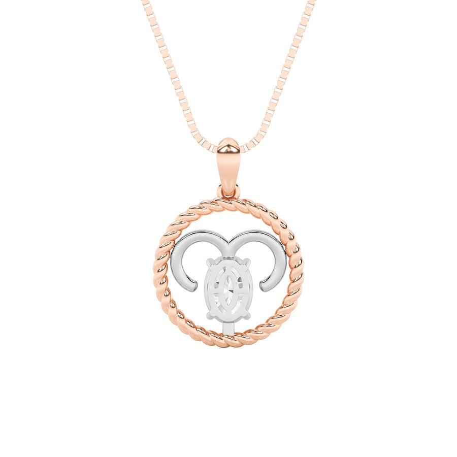1Cttw Oval Shaped Lab Grown Diamond (F/VS) ZodiacPendant in 14K Gold