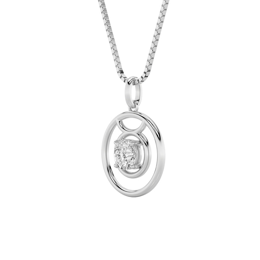 1Cttw Round Shaped Lab Grown Diamond (F/VS) ZodiacPendant in 14K Gold