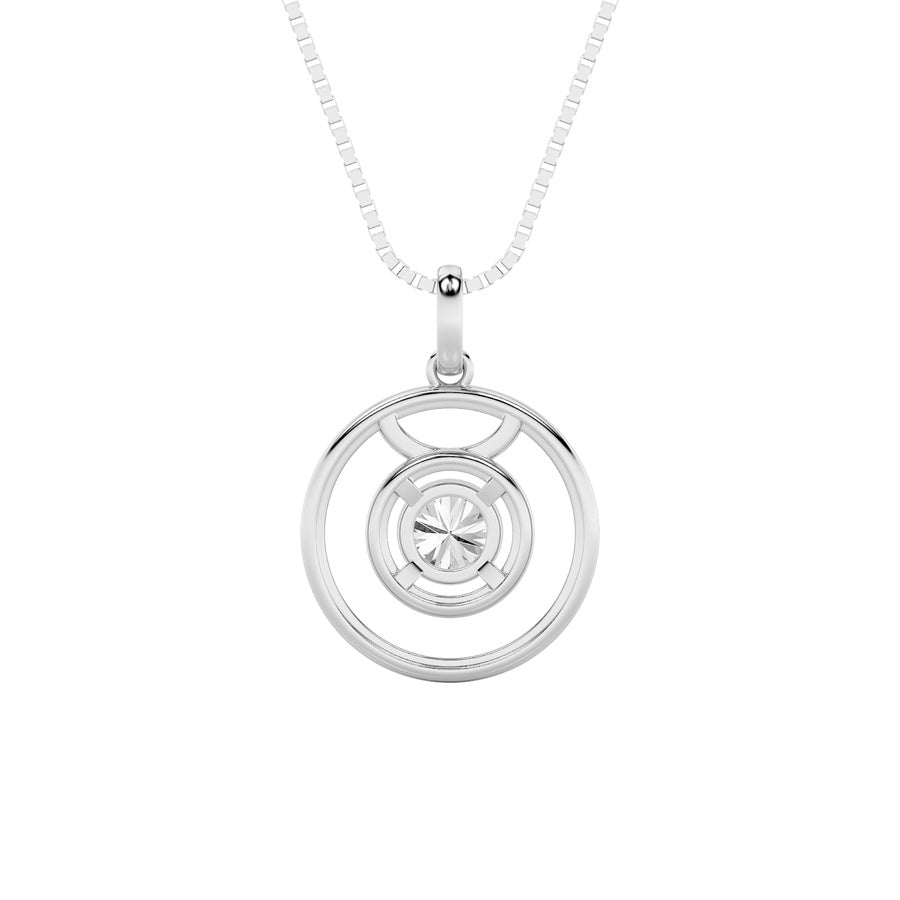 1Cttw Round Shaped Lab Grown Diamond (F/VS) ZodiacPendant in 14K Gold