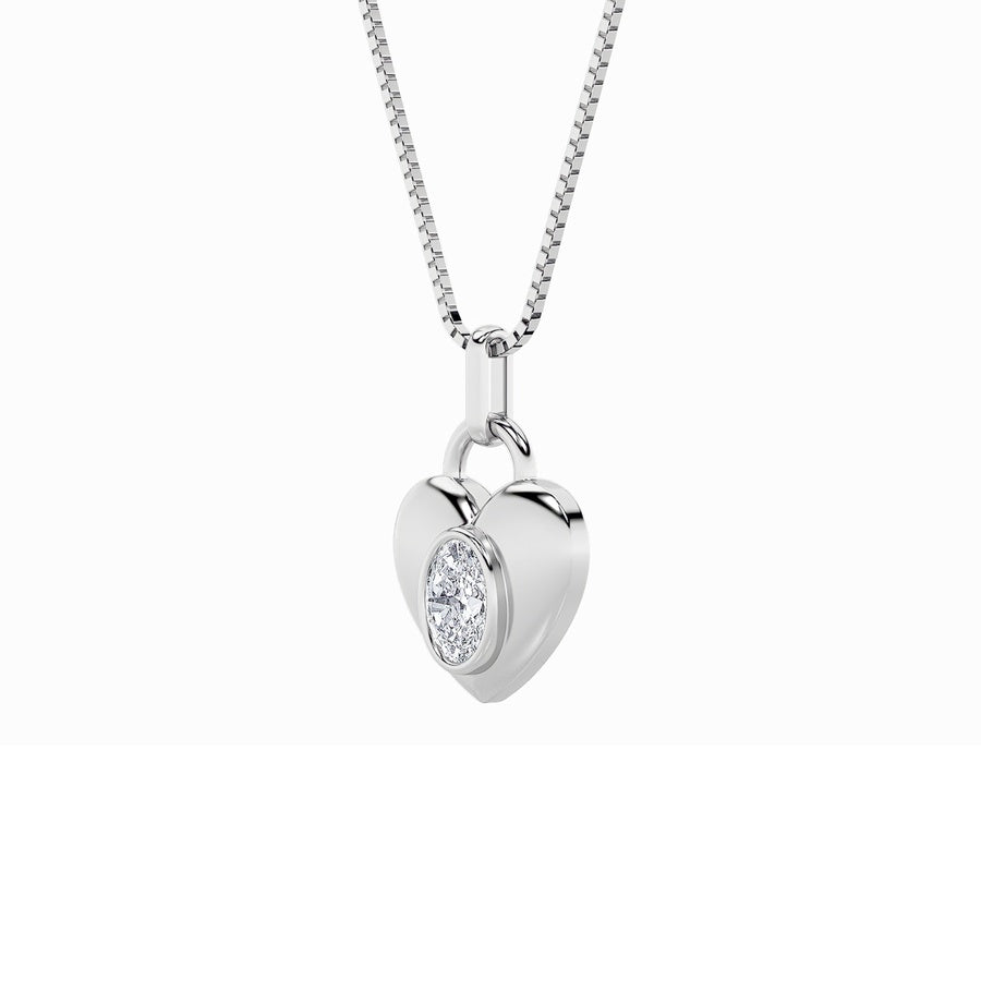 1Cttw Oval Shaped Lab Grown Diamond (F/VS) Heart Pendant in 14K White Gold