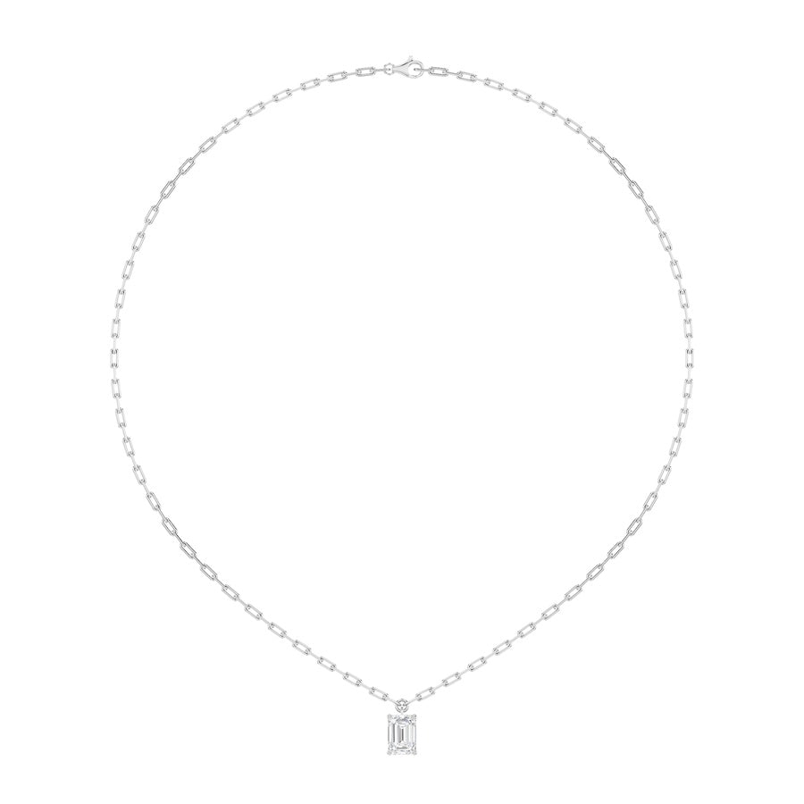 2Cttw Emerald Shaped Lab Grown Diamond (F/VS) Strata Chic Collection Necklace in 14K Gold