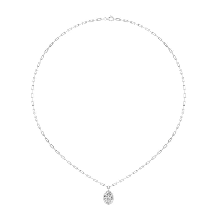 2Cttw Oval Shaped Lab Grown Diamond (F/VS) StrataChic Collection Necklace in 14K Gold