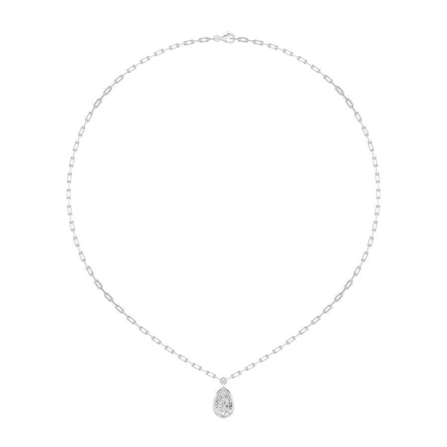 2Cttw Pear Shaped Lab Grown Diamond (F/VS) StrataChic Collection Necklace in 14K Gold
