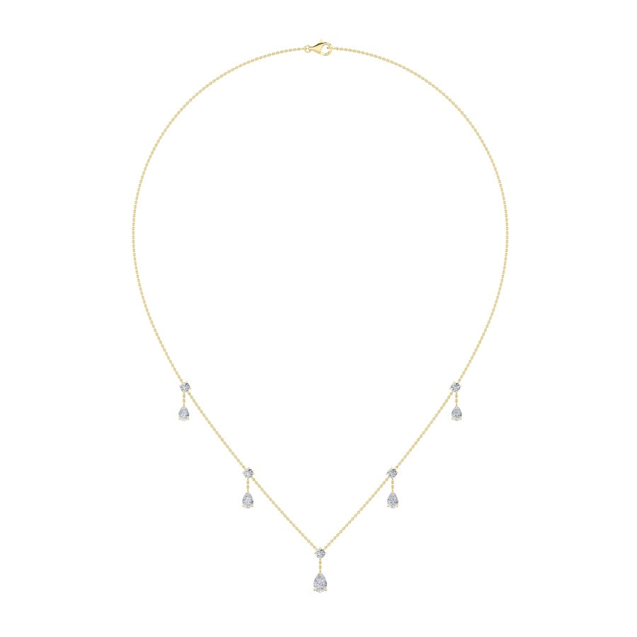 3Cttw Pear Shaped Lab Grown Diamond (F/VS) Solitaire Necklace in 14K Gold