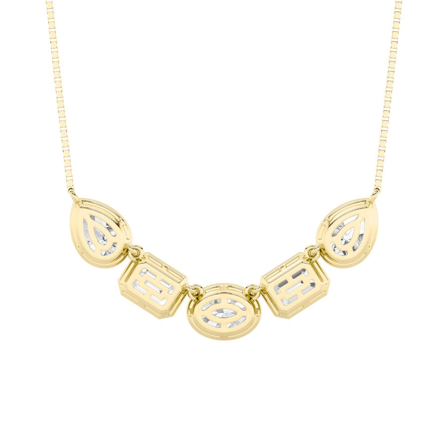 2.5Cttw Oval Shaped Lab Grown Diamond (F/VS) FiveStone Necklace in 14K Gold