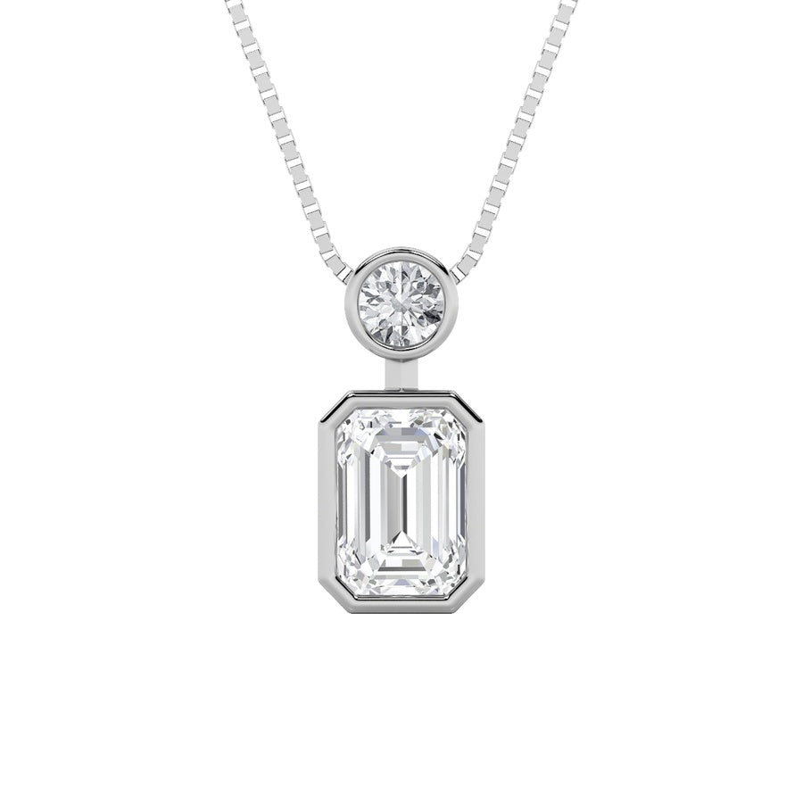 1Cttw Emerald Shaped Lab Grown Diamond (F/VS) Toiet Moi Fashiion Pendant in 14K Gold