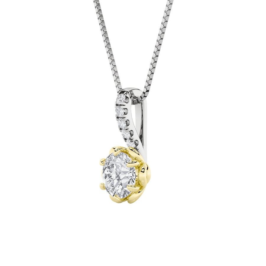 1.5Cttw Round Shaped Lab Grown Diamond (F/VS) TwoTone Pendant in 14K Gold