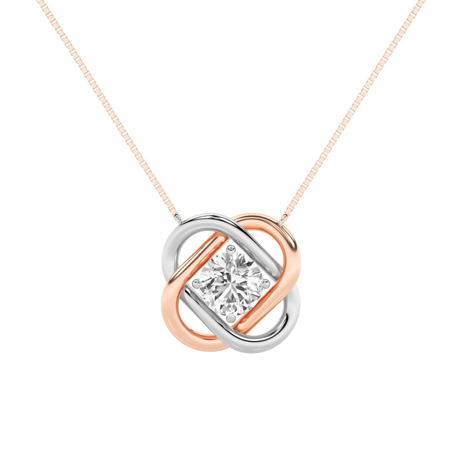 1Cttw Round Shaped Lab Grown Diamond (F/VS) Necklace in 14K Gold