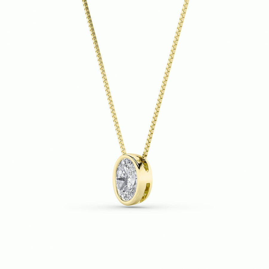 Oval Shape Bezel Set Solitaire Pendant lab grown diamond