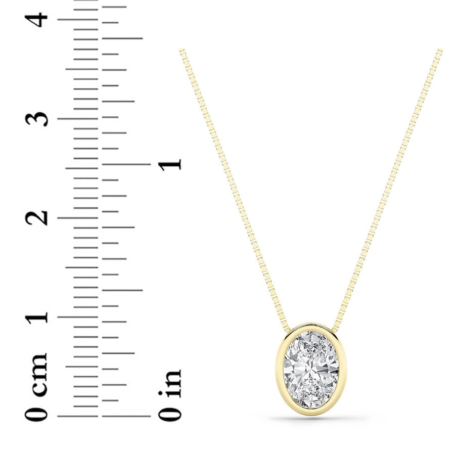 Oval Shape Bezel Set Solitaire Pendant lab grown diamond