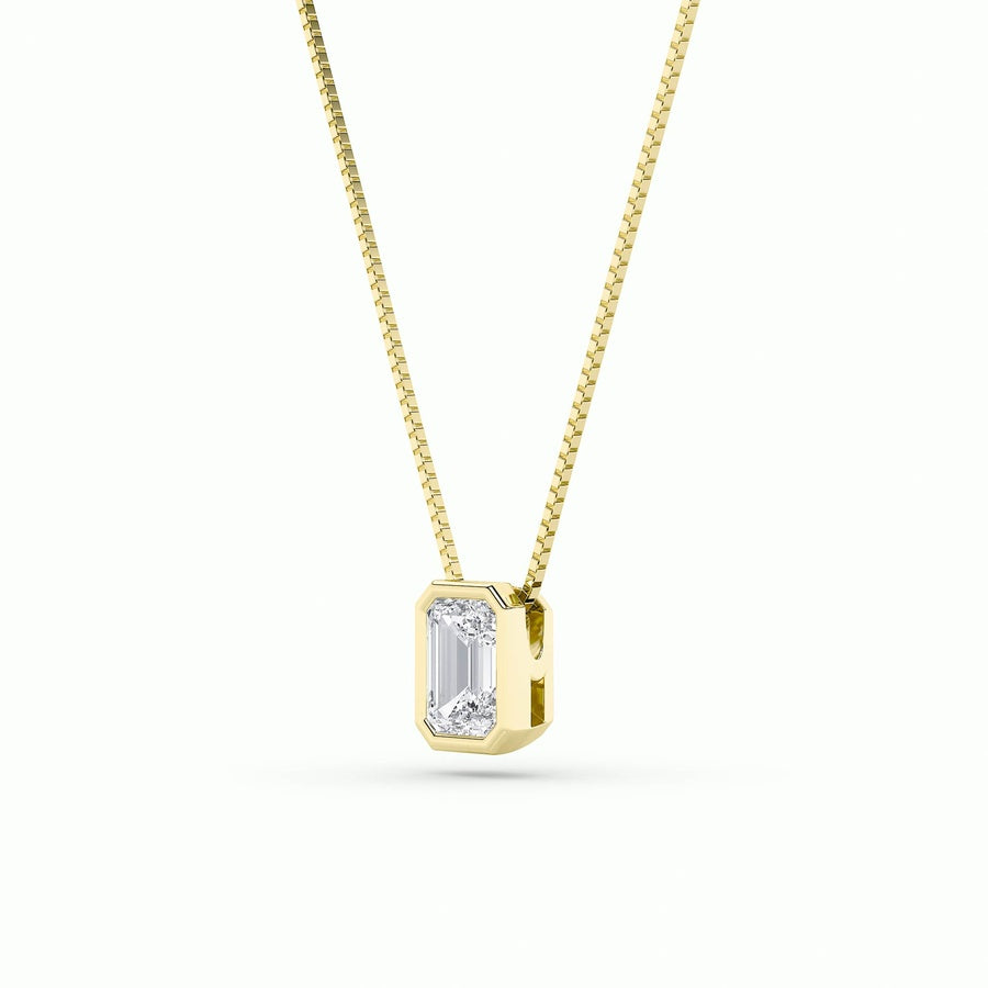 Radiant Shape Bezel Set Solitaire Pendant lab grown diamond