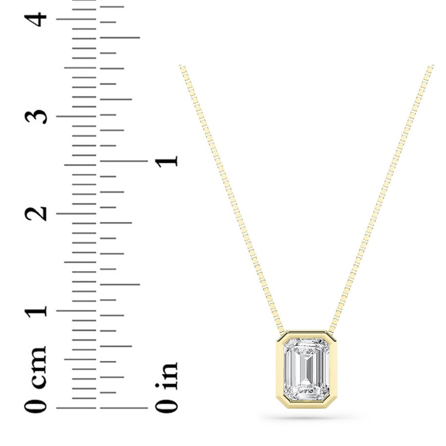 Radiant Shape Bezel Set Solitaire Pendant lab grown diamond