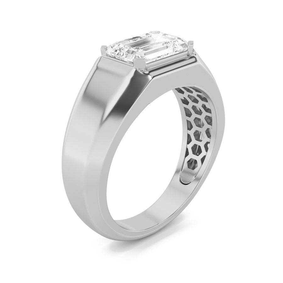 Emerald Shape Mens Ring lab grown diamond