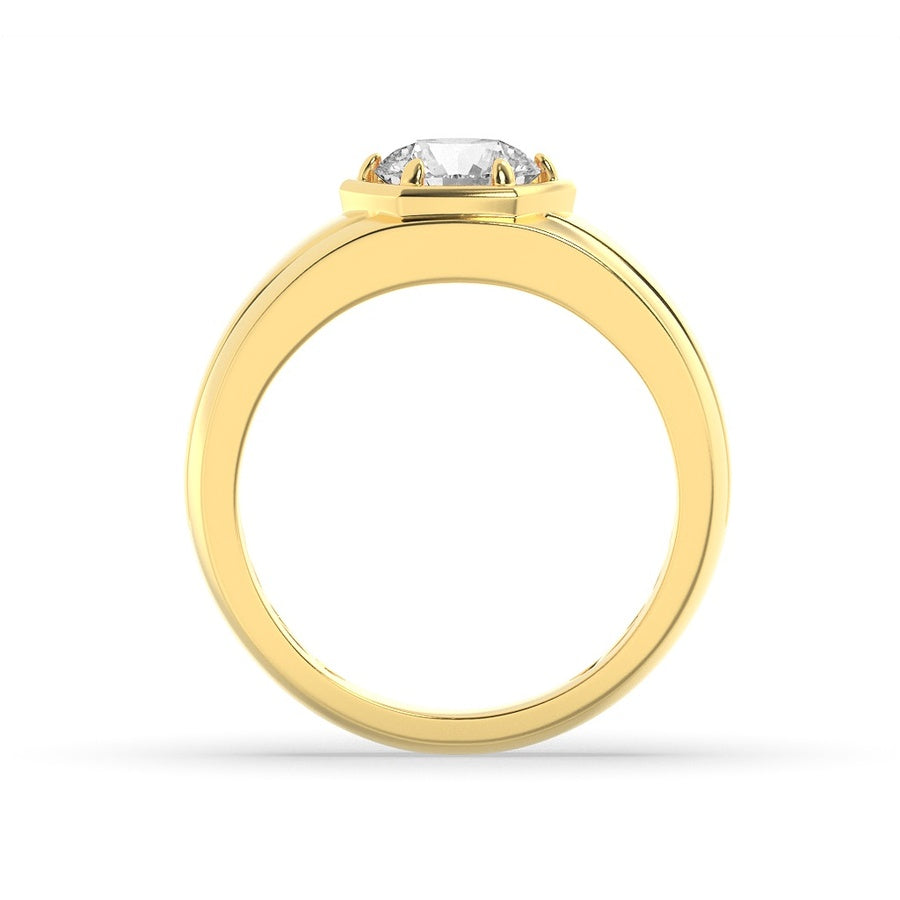 2Cttw Round Shaped Lab Grown Diamond (F/VS) Mens Ring in 14K White Gold