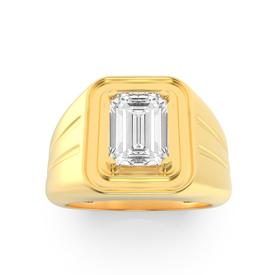 2Cttw Emerald Shaped Lab Grown Diamond (G/VS) MensRing in 14K Yellow Gold